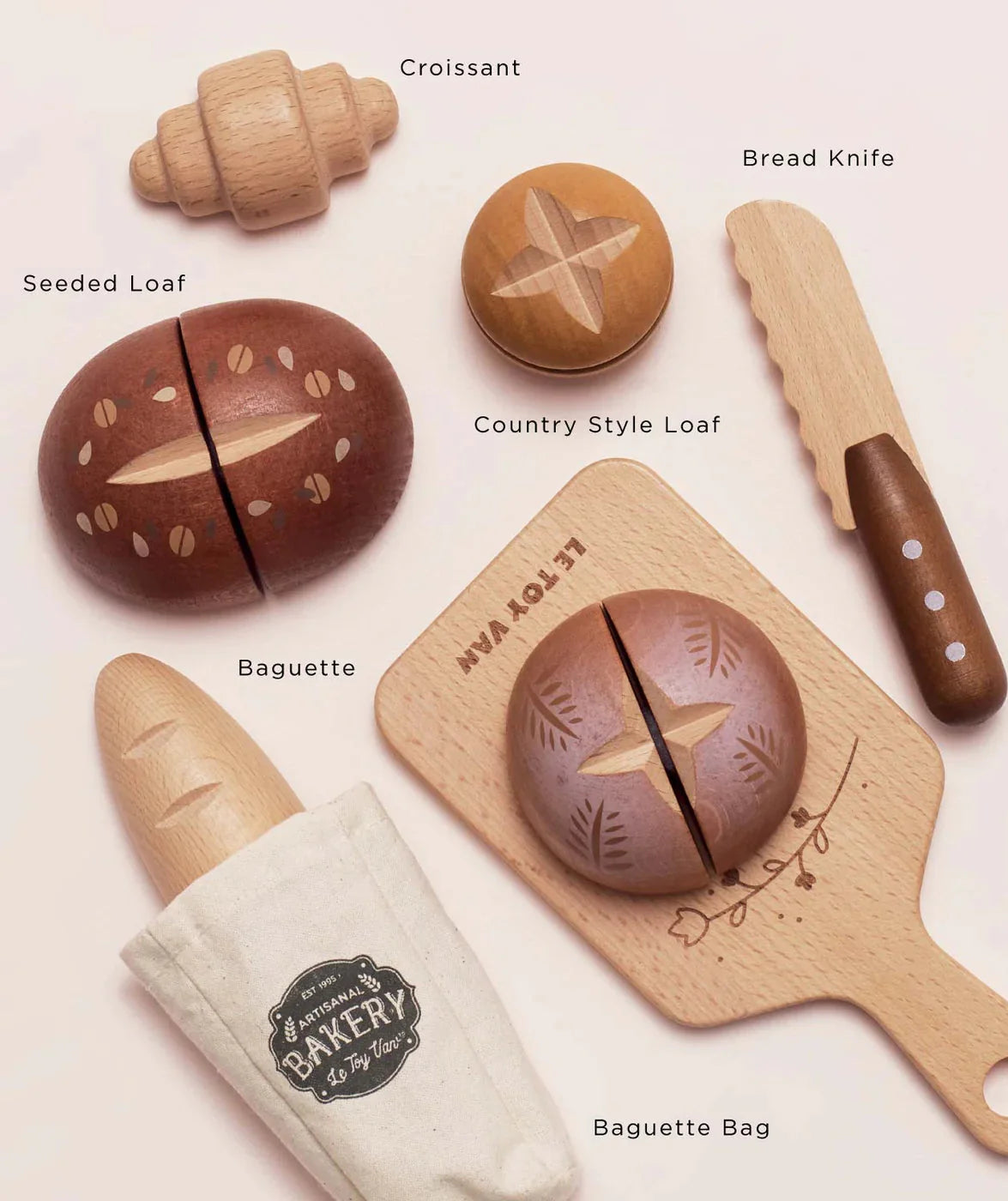Wooden Artisan Bread Set